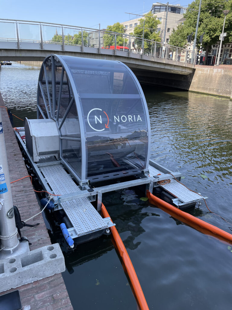 Plastic removing system installed in canal of Delft, Netherlands